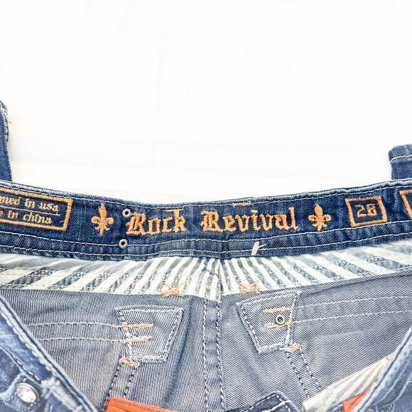 Rock Revival Johanna Skinny Dark Wash Denim Jeans Embellished Tab Pocket Size 28 - Picture 6 of 10